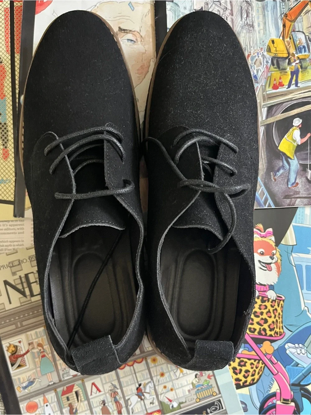 NWOT Men's Black Suede Dress Oxfords. Never Worn.